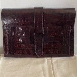 Crocodile Clutch in Chocolate Brown